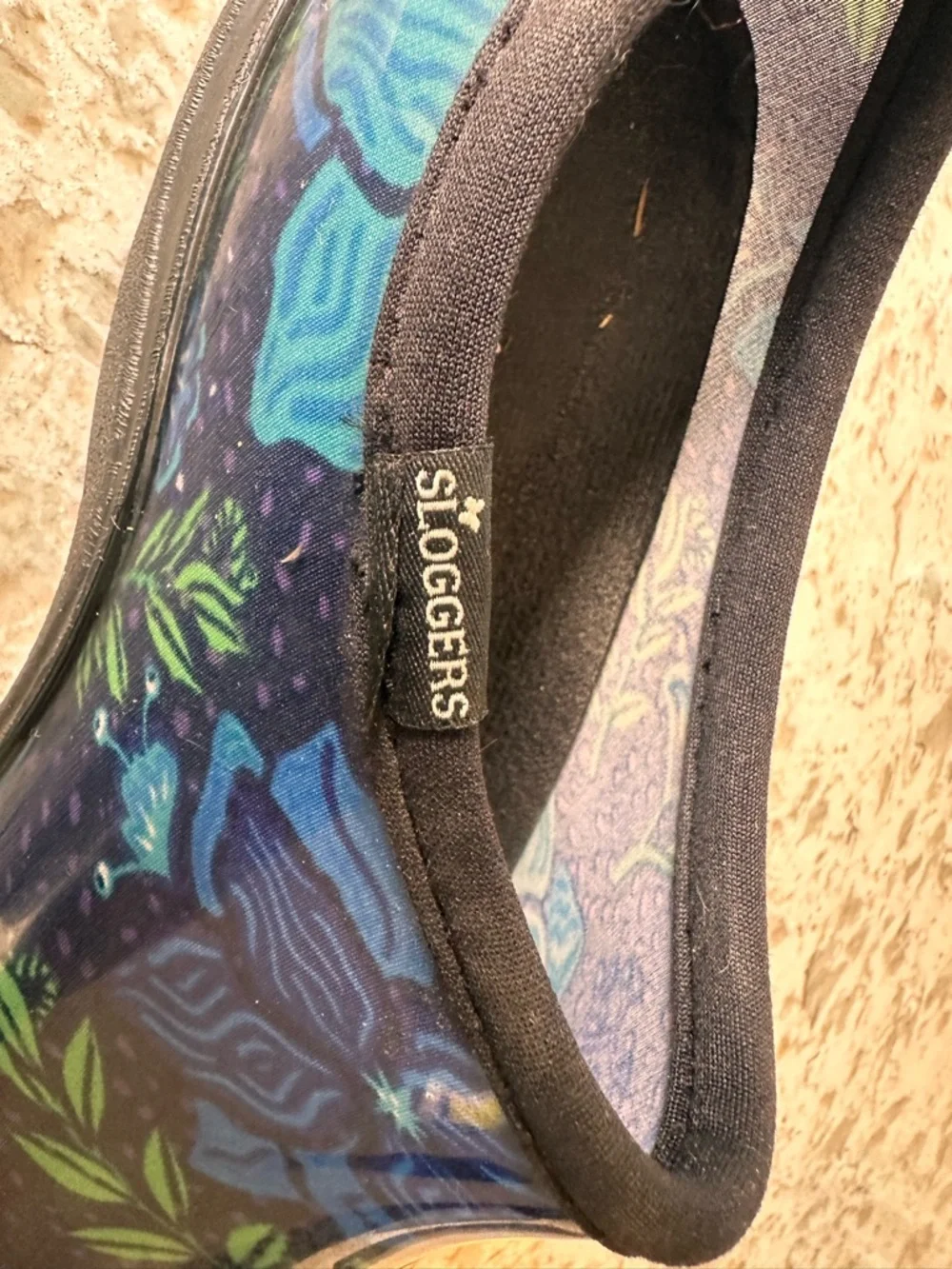 Sloggers Men’s Floral Rain Clogs - Blue & Green on Black